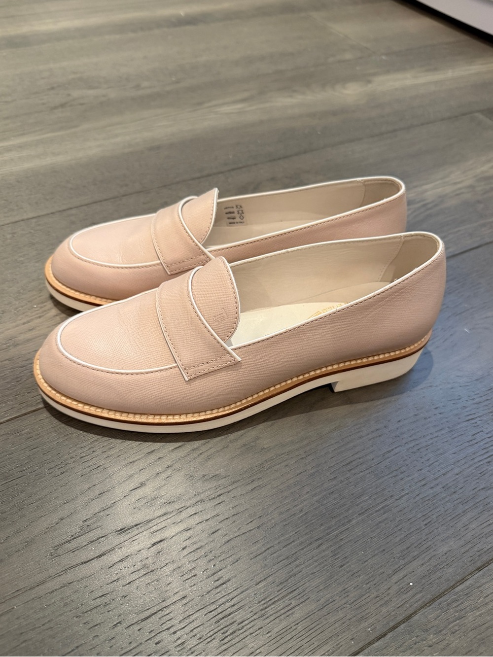 Tod’s pink Saffiano-leather penny loaf